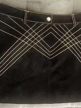 bebe Black Mini Skirt with Cream Contrast Stitching - size 2